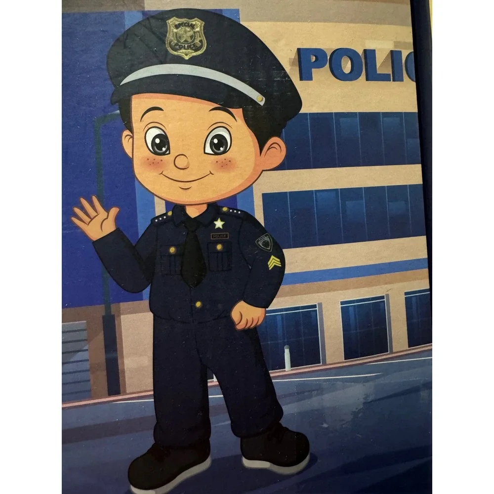 Police Officer Costume Kids Size 4/5 Navy Blue Uniform Props Pant Shirt Set B2